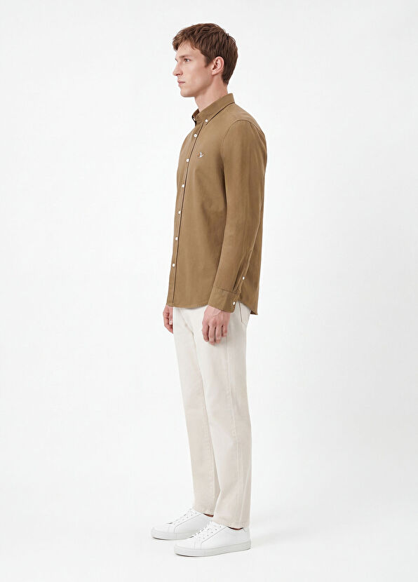 Beymen Club Comfort Fit Light Khaki Gabardine Textured Shirt - 4