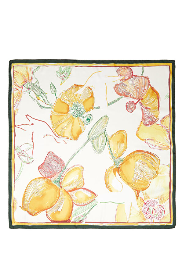 Beymen Club Turuncu Çiçekli Eşarp - 1