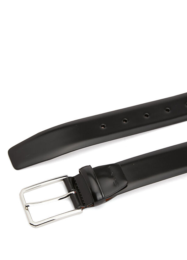 Santoni Black Men's Leather Belt - 2