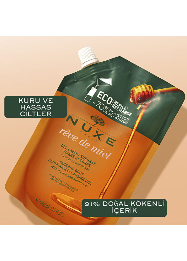 Nuxe Reve De Miel Ambalaj Torba Hassas Yüz ve Vücut Yıkama Jeli 400 ml - 2