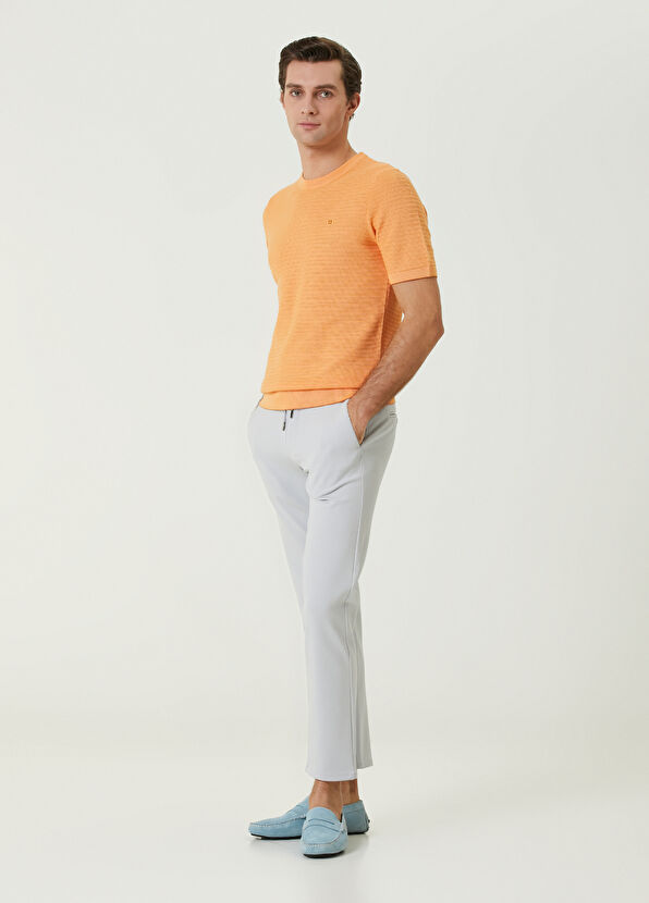 Beymen Club Turuncu Örgü Dokulu Kısa Kollu Kazak - 3