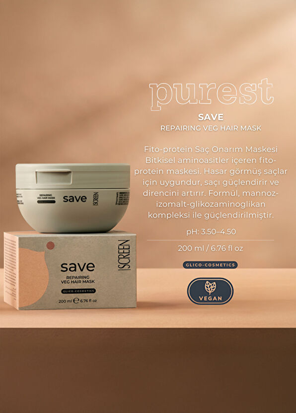Screen Hair Care Save Repairing Onarıcı Vegan Saç Maskesi 200 ml - 3