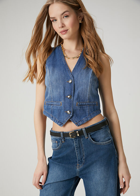 Beymen Club Mavi Wide Leg Jean Pantolon - 2