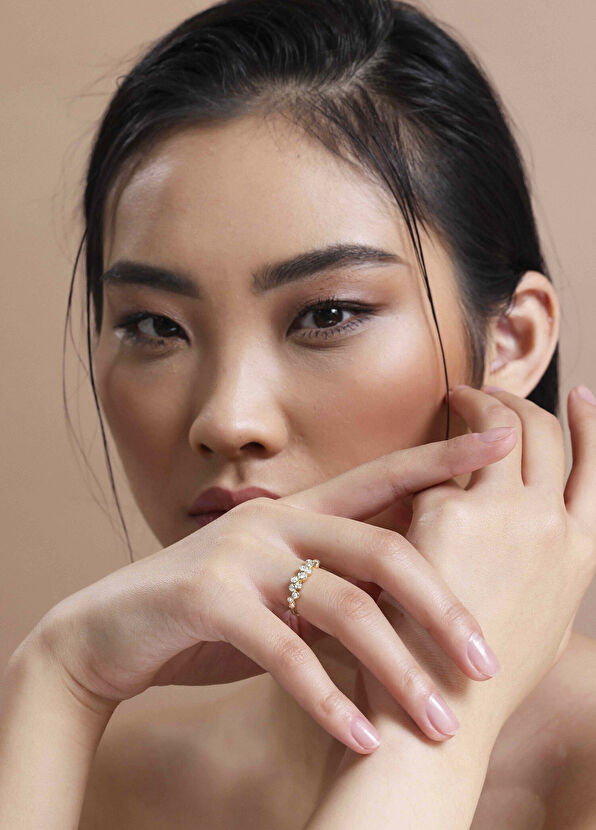Mov Diamond Petite Pırlanta 14 Ayar Altın Kadın Yüzük - 4