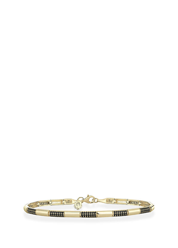 Kaplan Charm Baseline 925 Ayar Gümüş Üzeri 14 Ayar Altın Kaplama Erkek Bileklik - Görsel 2