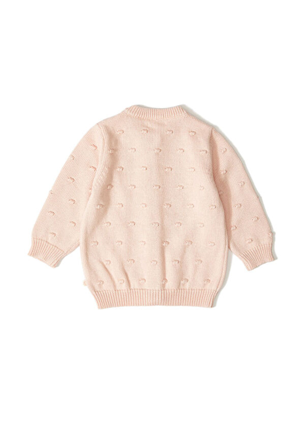 Patique Kids Bubble Pattern Organic Cotton Knit Pink Baby Girl Cardigan - 2