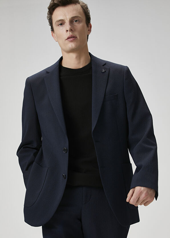 Beymen Club Drop 6 Lacivert Gofreli Takım Elbise - 1