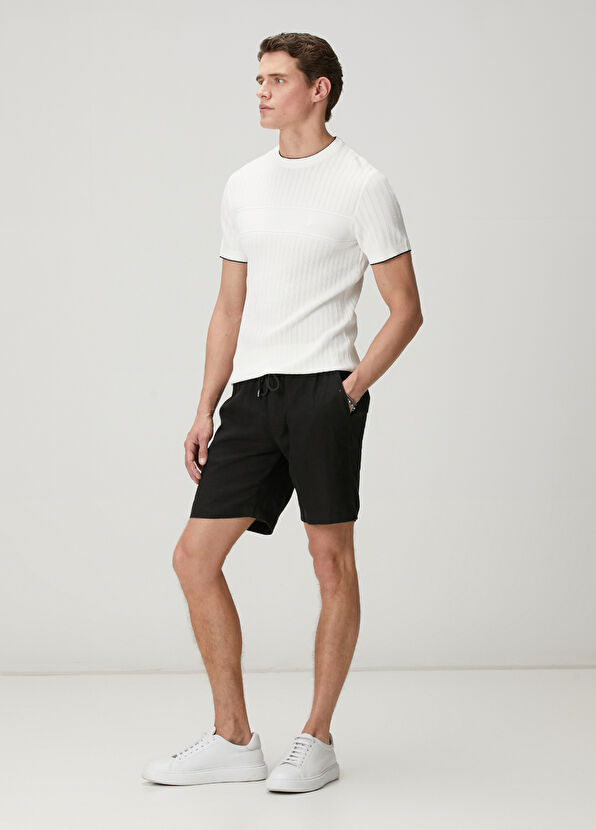 Beymen Club White Waffle Knit Textured Short Sleeve Sweater - 3