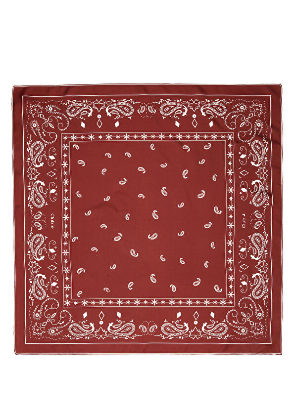 Beymen Club Burgundy Paisley Patterned Silk Scarf - 2