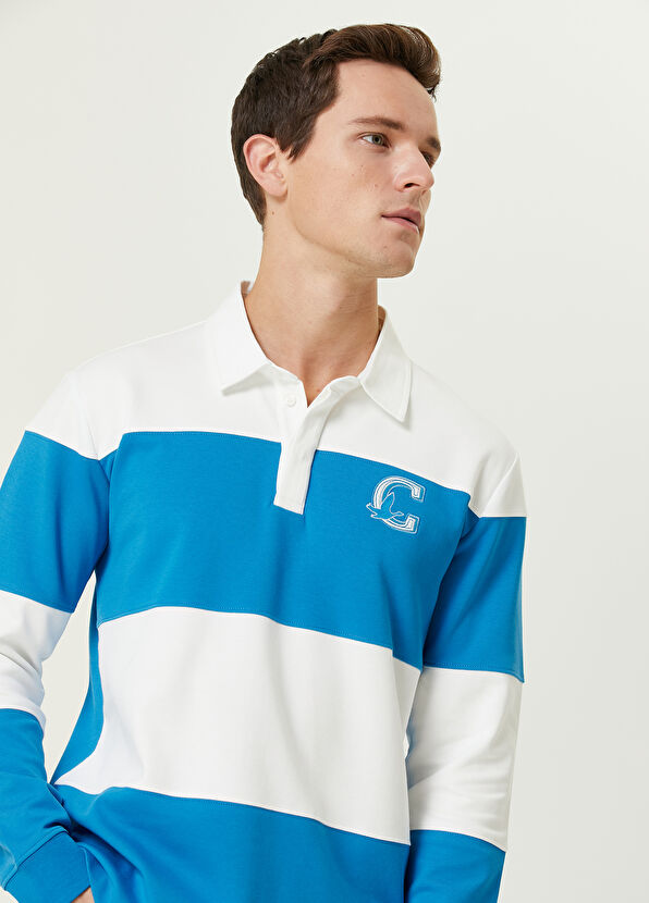 Beymen Club Turquoise Polo Neck Colorblocked Sweatshirt - 2