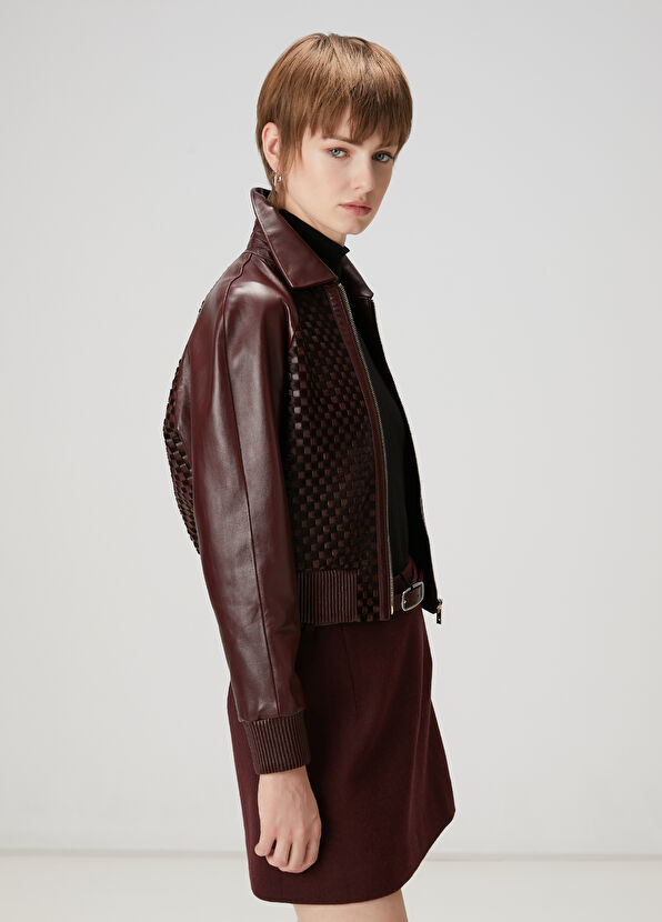 Beymen Club Plum Bomber Leather Jacket - 4