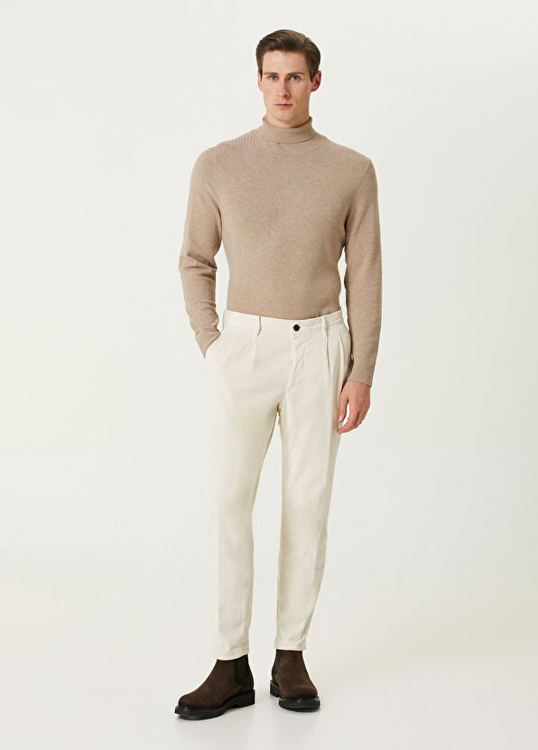 Incotex Beyaz Kadife Pantolon - 1