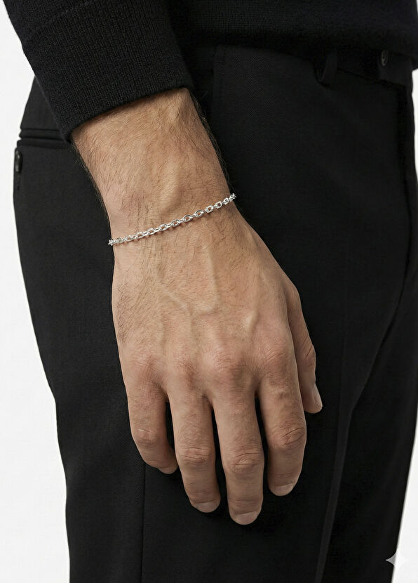 Kaplan Charm 925 Ayar Gümüş Palm Zincir Erkek Bileklik - Görsel 3