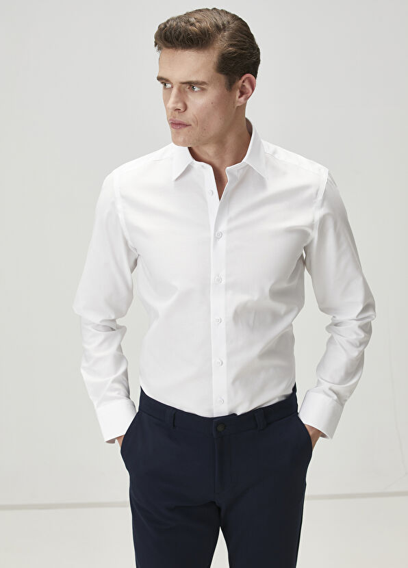 Beymen Club Slim Fit White Non-Iron Oxford Shirt - 2
