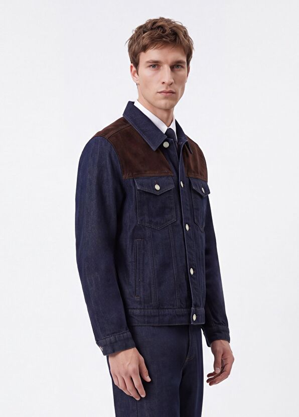 Beymen Club Lacivert Süet Robalı Denim Ceket - 3