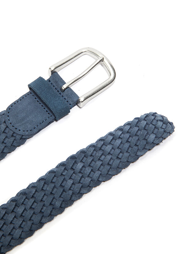 Beymen Club Indigo Knit Men's Suede Belt - 2