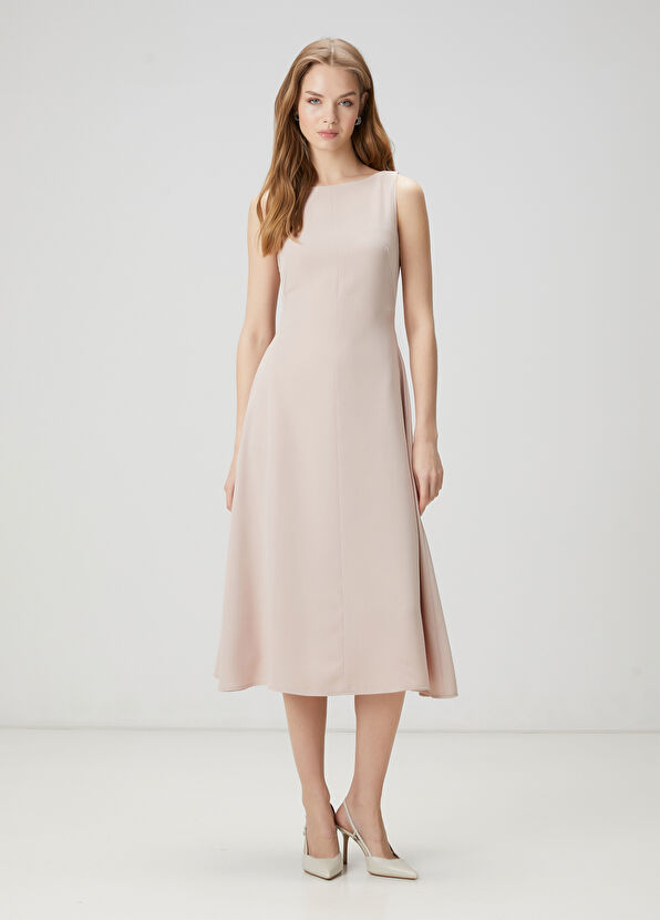 Beymen Club Bej Midi Krep Elbise - 1