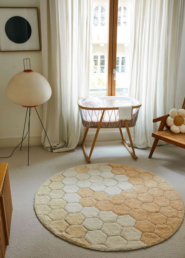 Lorena Canals Round Honeycomb Golden Çocuk Odası Halısı 140 cm - 4