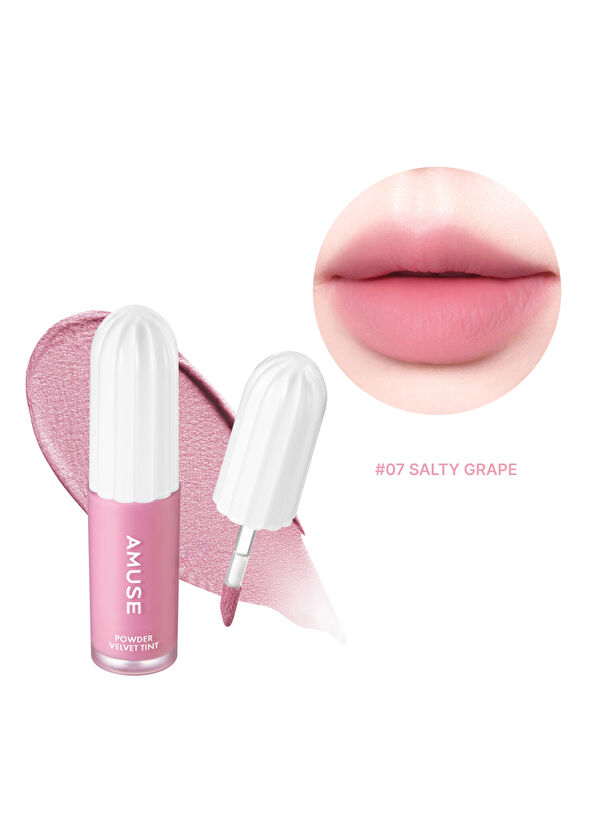 Amuse Powder Velvet Tint #07 Salty Grape 12 Saate Kadar Kalıcı Yüksek Pigmentli Kadifemsi Dokulu Pantenollü Tint 3.3 gr  - 2