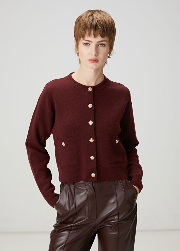 Beymen Club Burgundy Wool Cardigan - 1