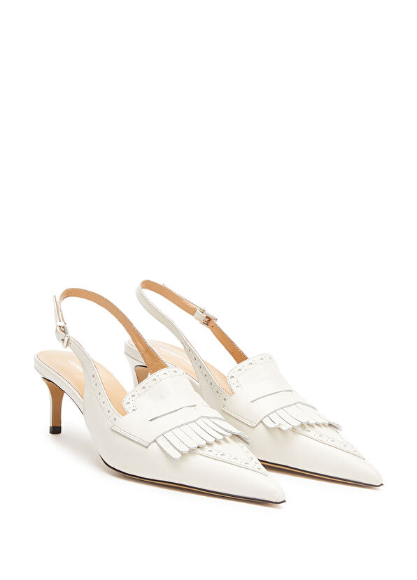 George Hogg Off-White Tassel Detail Women's Leather Shoes - 2