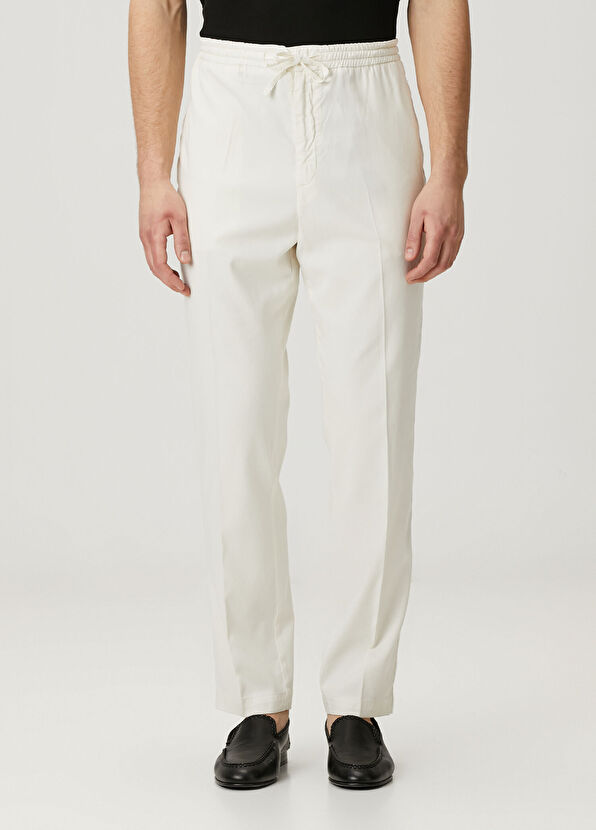 Canali Beyaz Beli Kordonlu Pantolon - 2