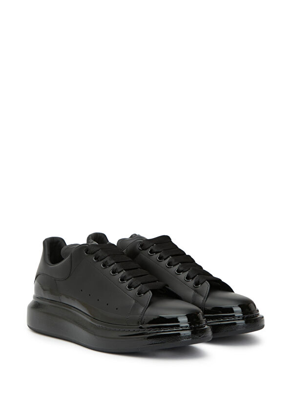 Oversized Siyah Erkek Deri Sneaker - Görsel 3