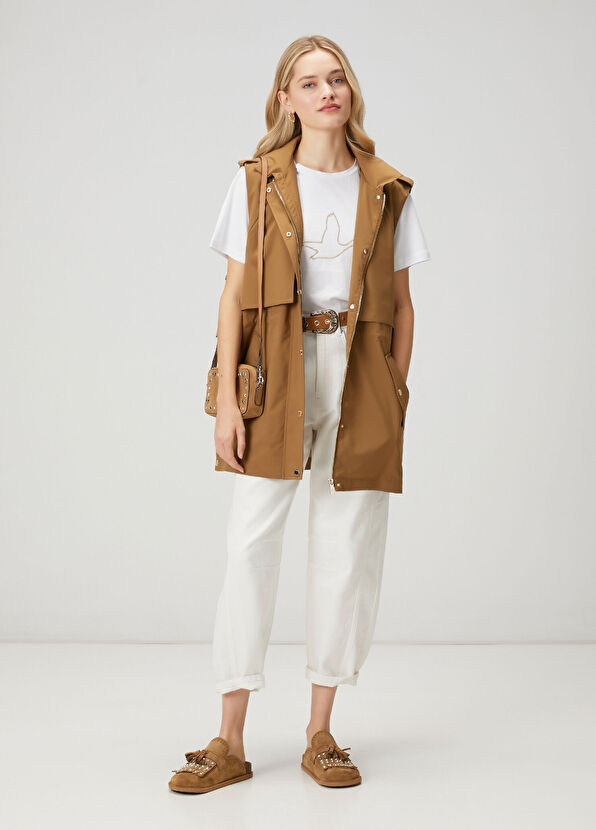Beymen Club Camel Windbreaker Detail Long Vest - 3