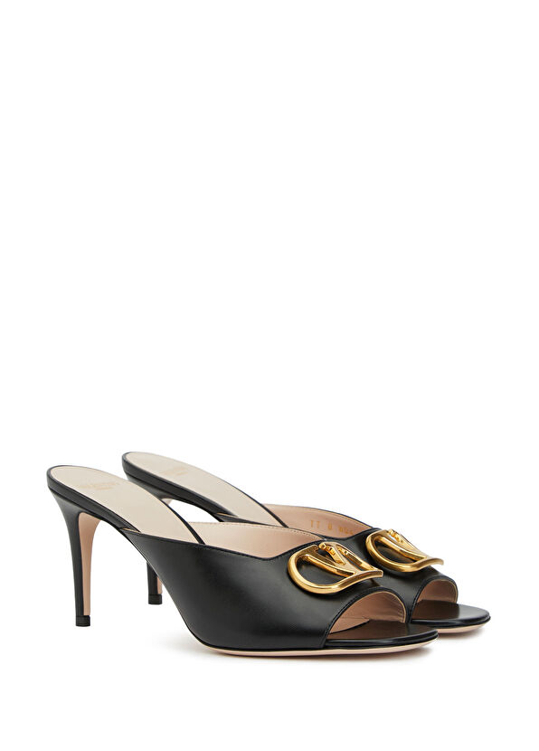 VLogo Siyah Kadın Deri Terlik - Görsel 3