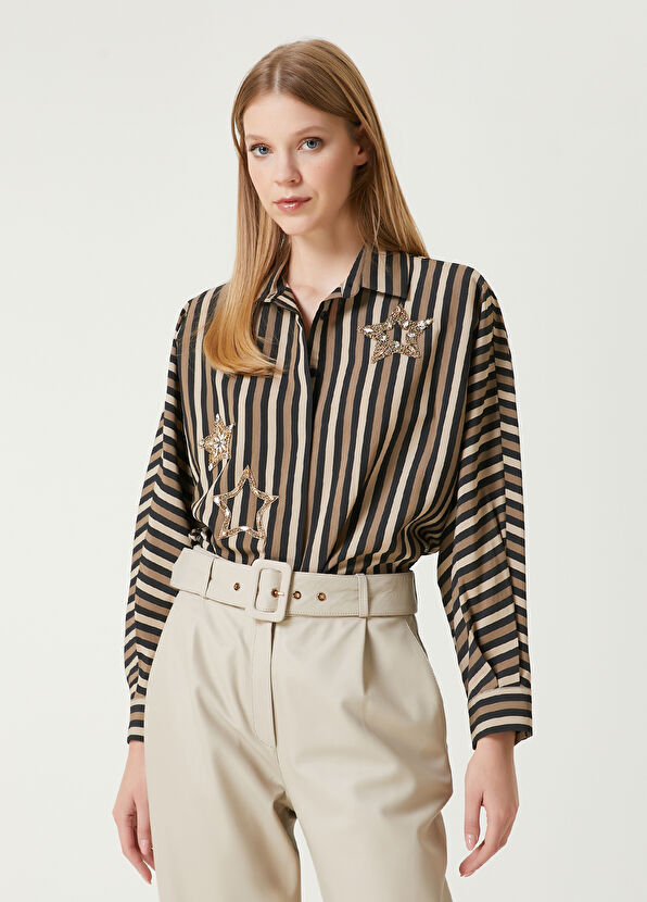 Beymen Club Brown Stone Embroidered Shirt - 1