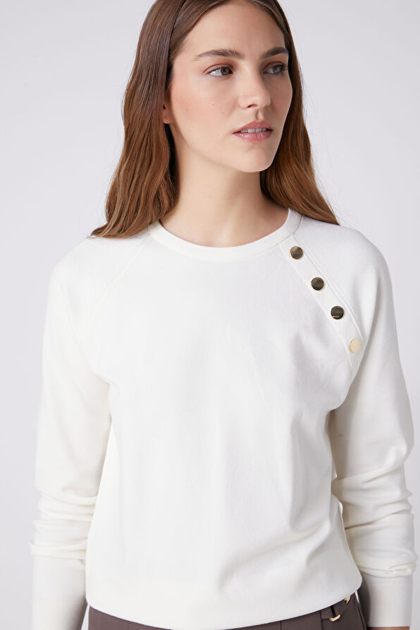 Beymen Club Off-White Button Detailed Sweater - 2