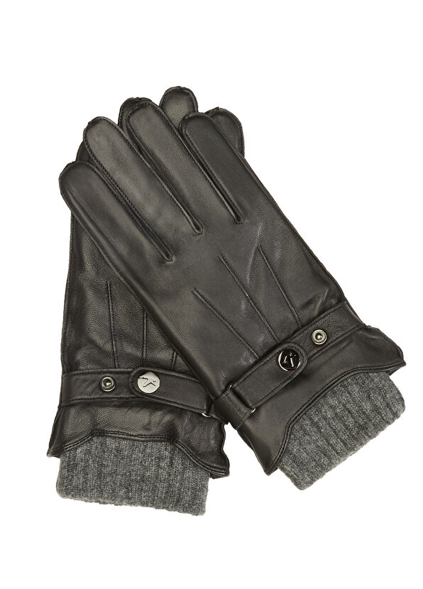 Beymen Club Siyah Erkek Deri Eldiven - 2