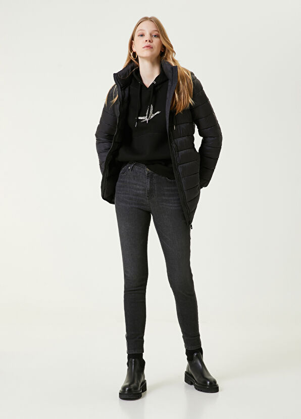 Beymen Club Siyah Kapüşonlu Metal Logolu Kazak - 2