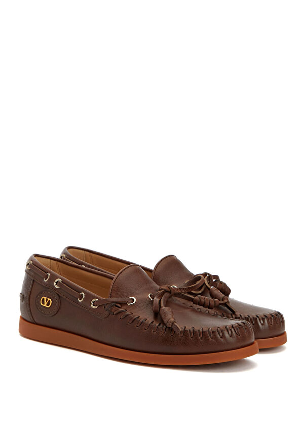 Valentino Garavani Palm Avenue Kahverengi Kadın Deri Loafer - 2