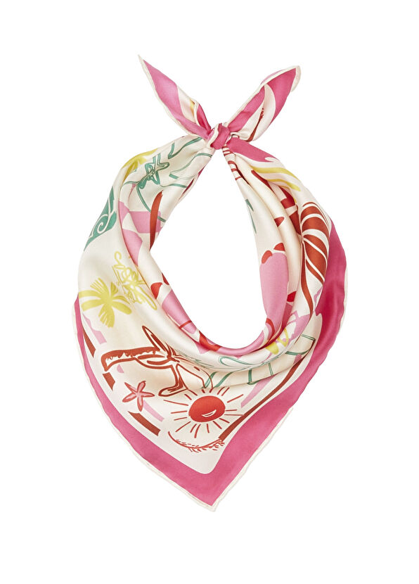 Beymen Club Çok Renkli Çiçek Desenli İpek Eşarp - 2