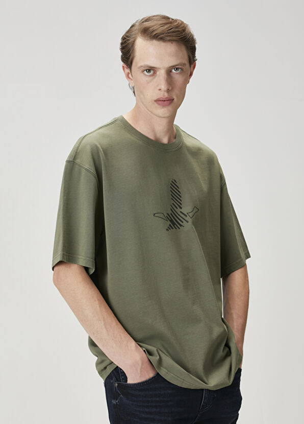 Beymen Club Haki Logo Baskılı Oversize T-shirt - 4