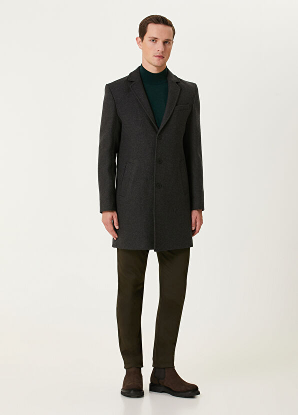 Beymen Club Antrasit İtalyan Yün Kaşe Palto - 4
