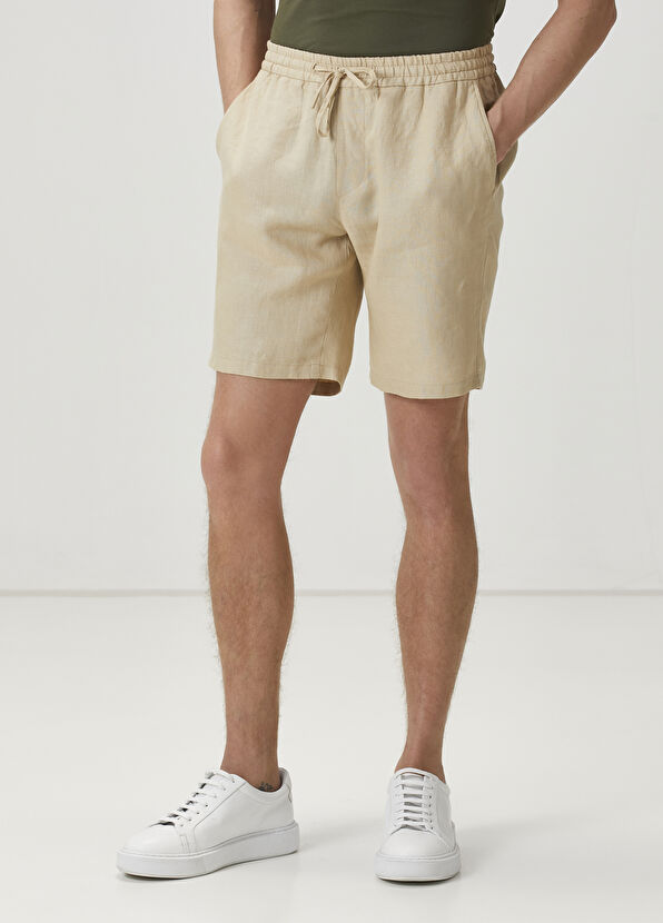 Beymen Club Bej Beli Kordonlu Keten Şort - 2