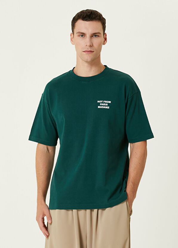Drôle De Monsieur Koyu Yeşil Logo Baskılı T-shirt - 1