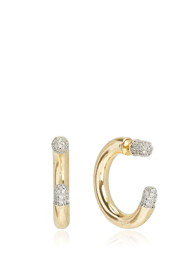 Beymen Club Women's Hoop Earrings With Stones - 2