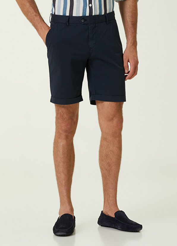 Beymen Club Slim Fit Lacivert Twill Şort - 2