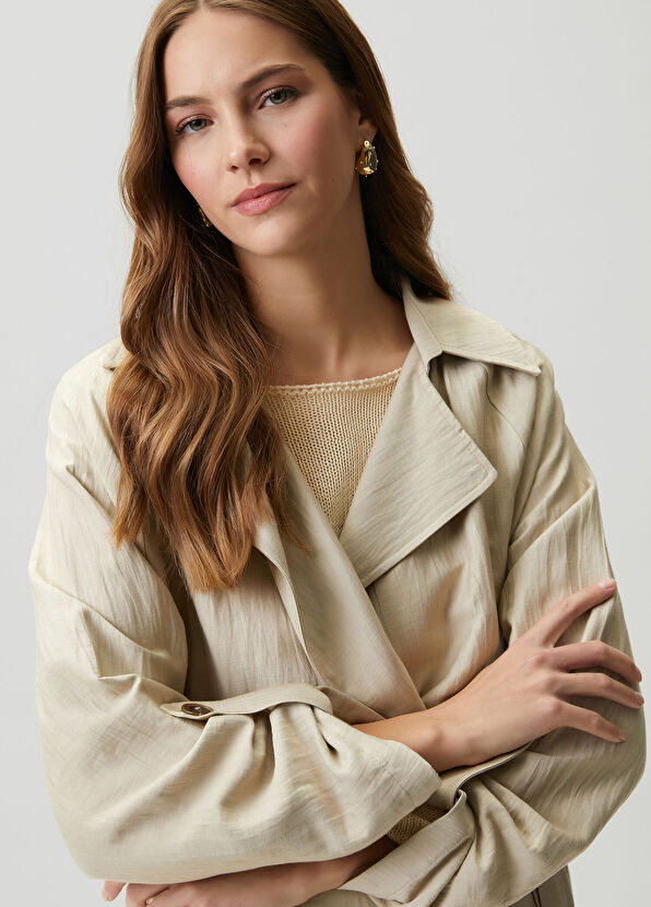 Beymen Club Stone Linen Trench Coat - 2