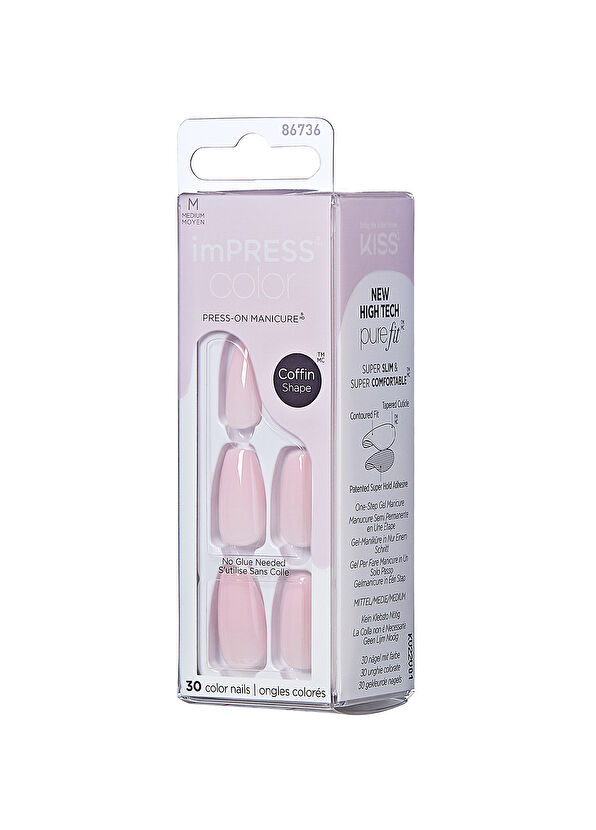 Impress Color Nude Pink Self-Adhesive Long Fake Nails - 3