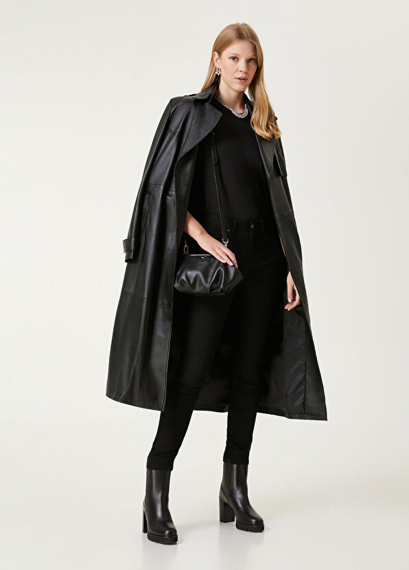 Beymen Club Siyah Deri Pardesü - 4