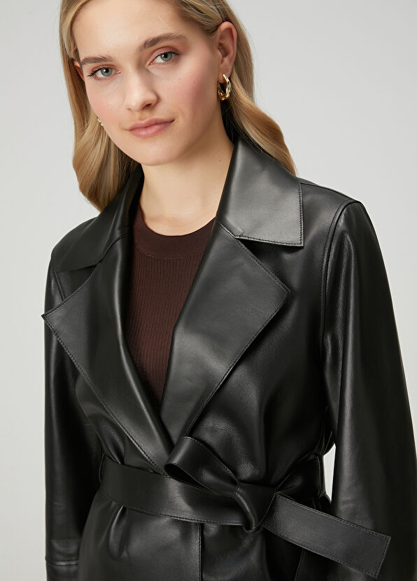 Beymen Club Siyah Beli Kuşaklı Süet Ceket - 2