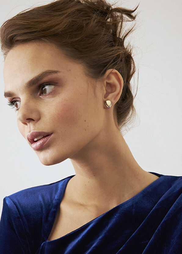 Orena Jewelry Zircon Texture 14 Karat Gold Women's Earrings - 2