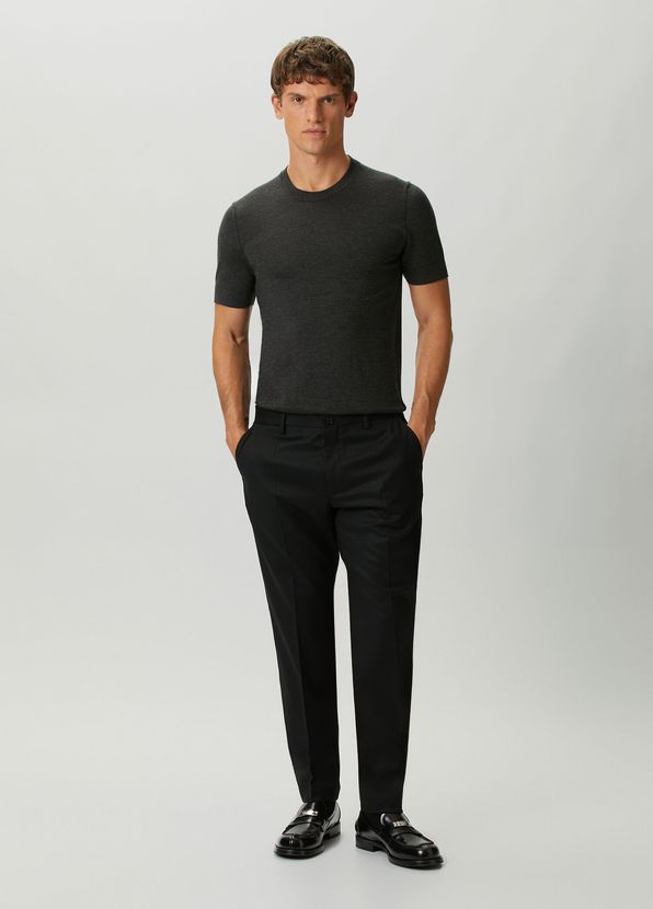 Dolce&Gabbana Black Lanyard Wool Trousers - 1