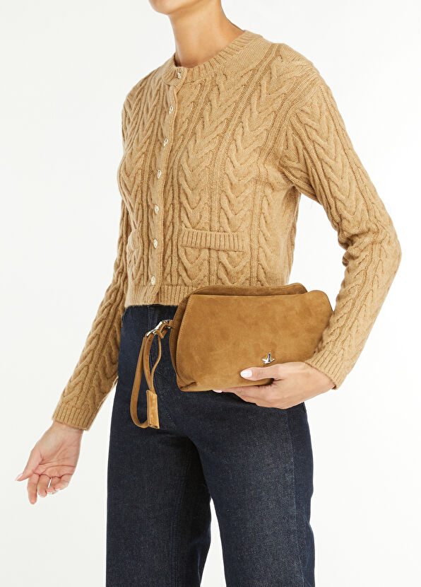 Beymen Club Taupe Women's Suede Clutch - 2