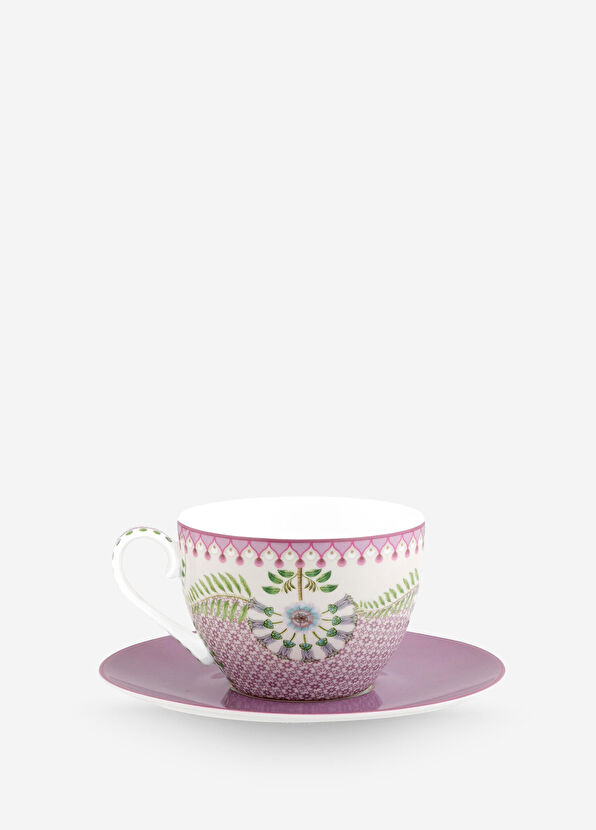 Pip Studio - Lily & Lotus Mor Porselen Çay Fincanı ve Tabağı - Mor