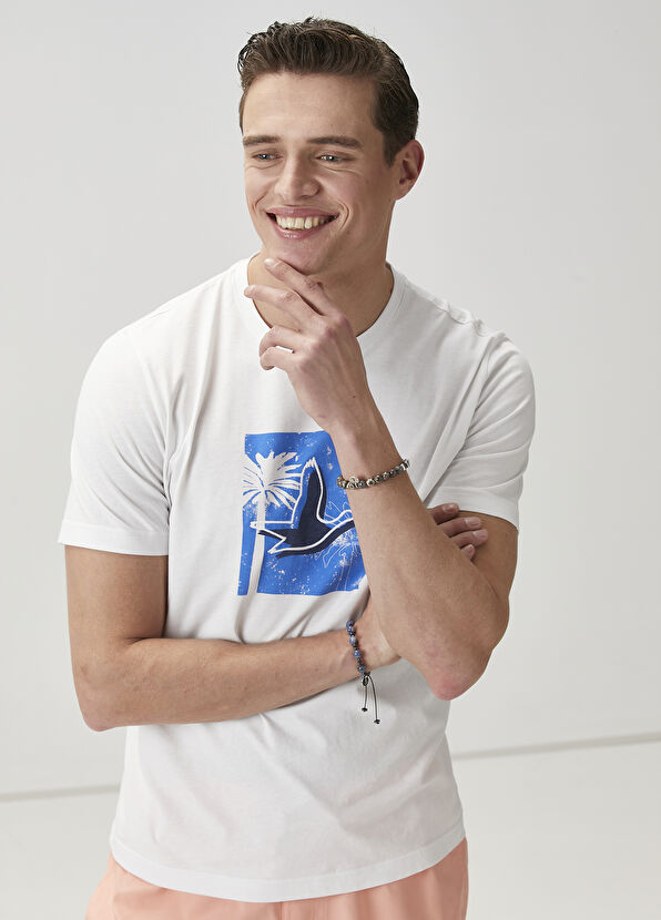 Beymen Club Beyaz Palmiye Baskılı T-shirt - 2